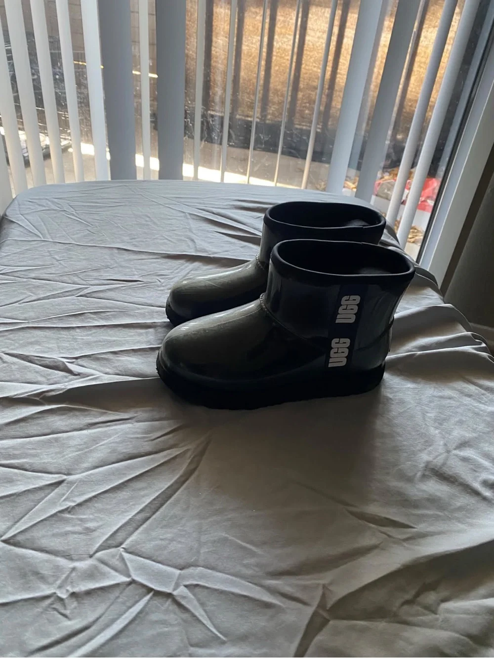 UGG Kids Black Glossy Waterproof Short Rain Boots